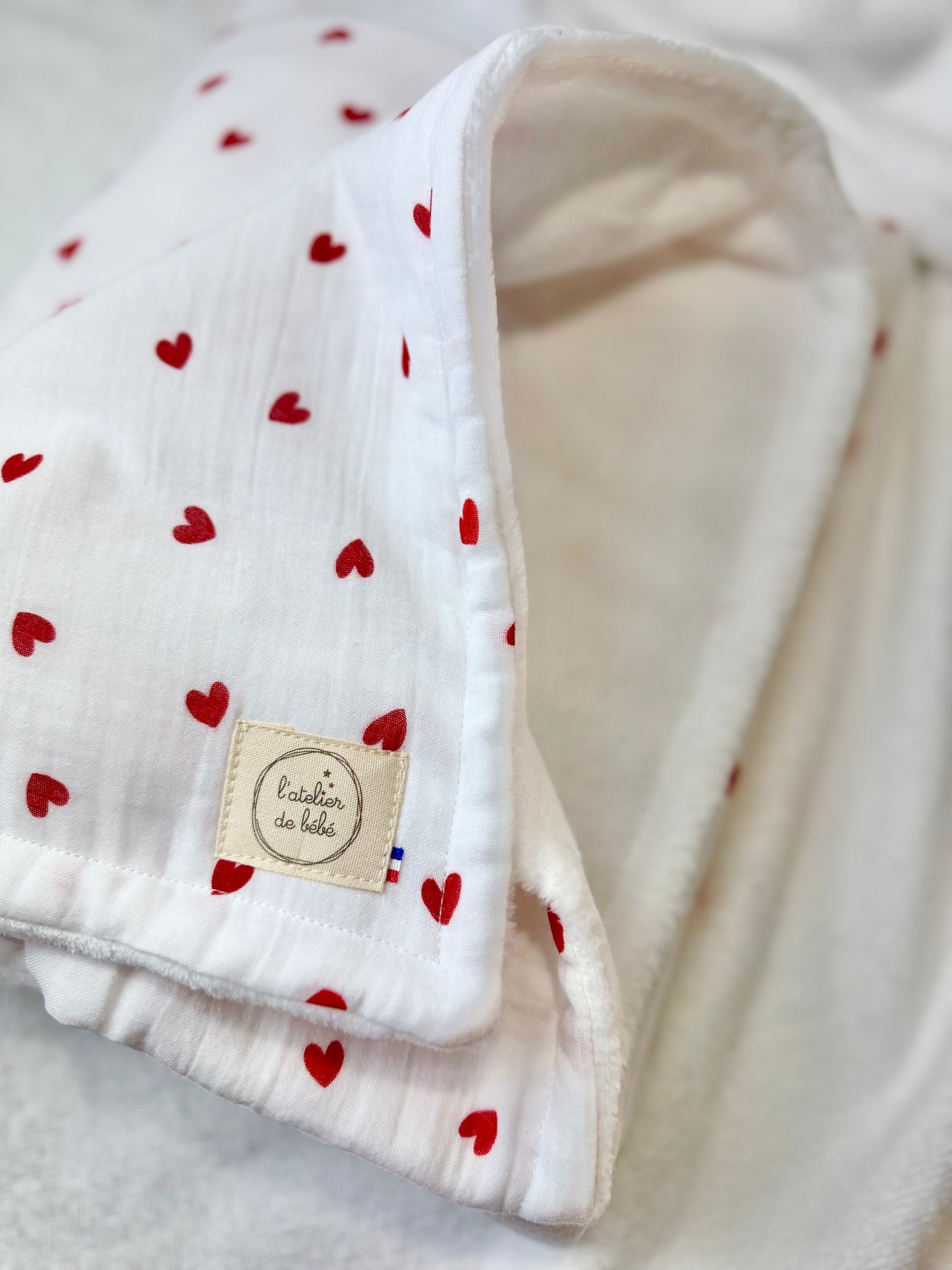 Couverture hiver Coeur gaze de coton