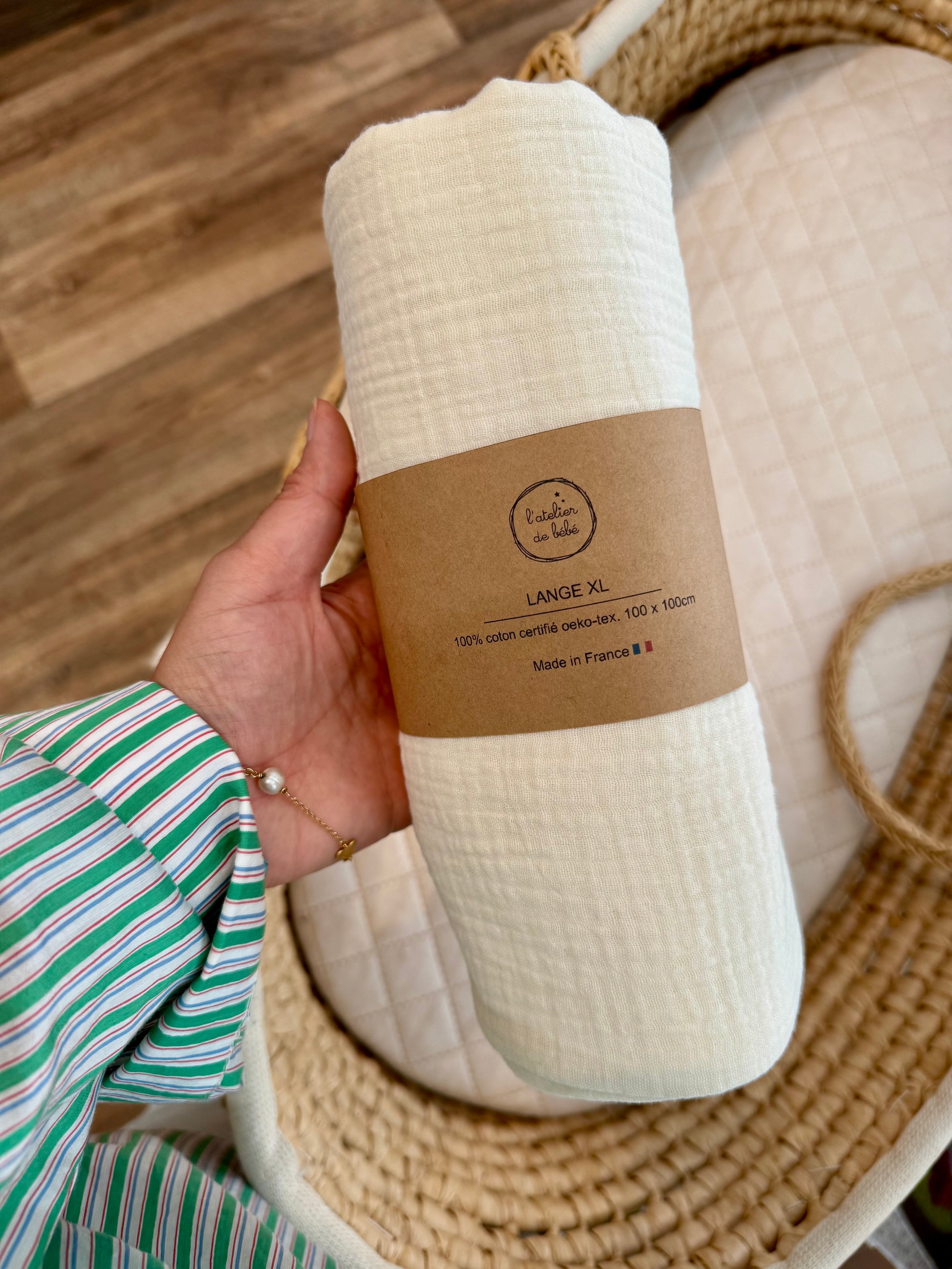 lange grand en gaze de coton ecru blanc