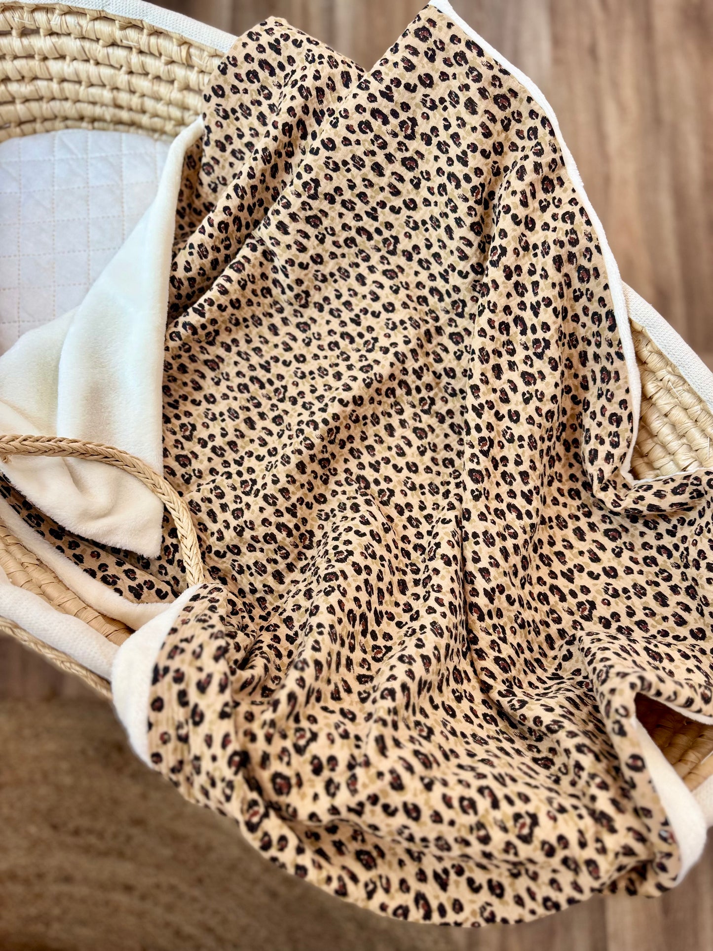 Couverture Bébé en Gaze de Coton et Fourrure Leopard