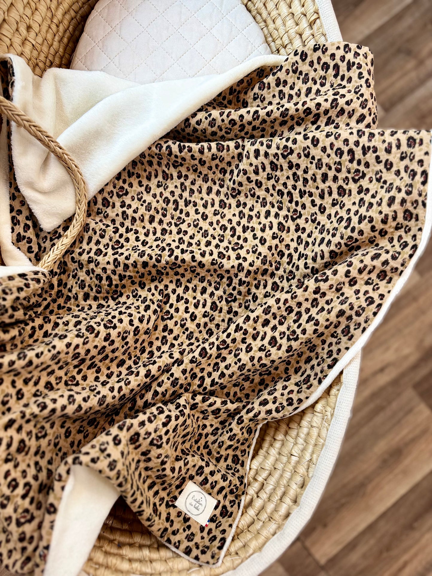 Couverture Bébé en Gaze de Coton et Fourrure Leopard