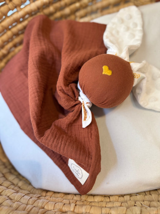 Doudou lapin chocolat montgolfière -Personnalisable