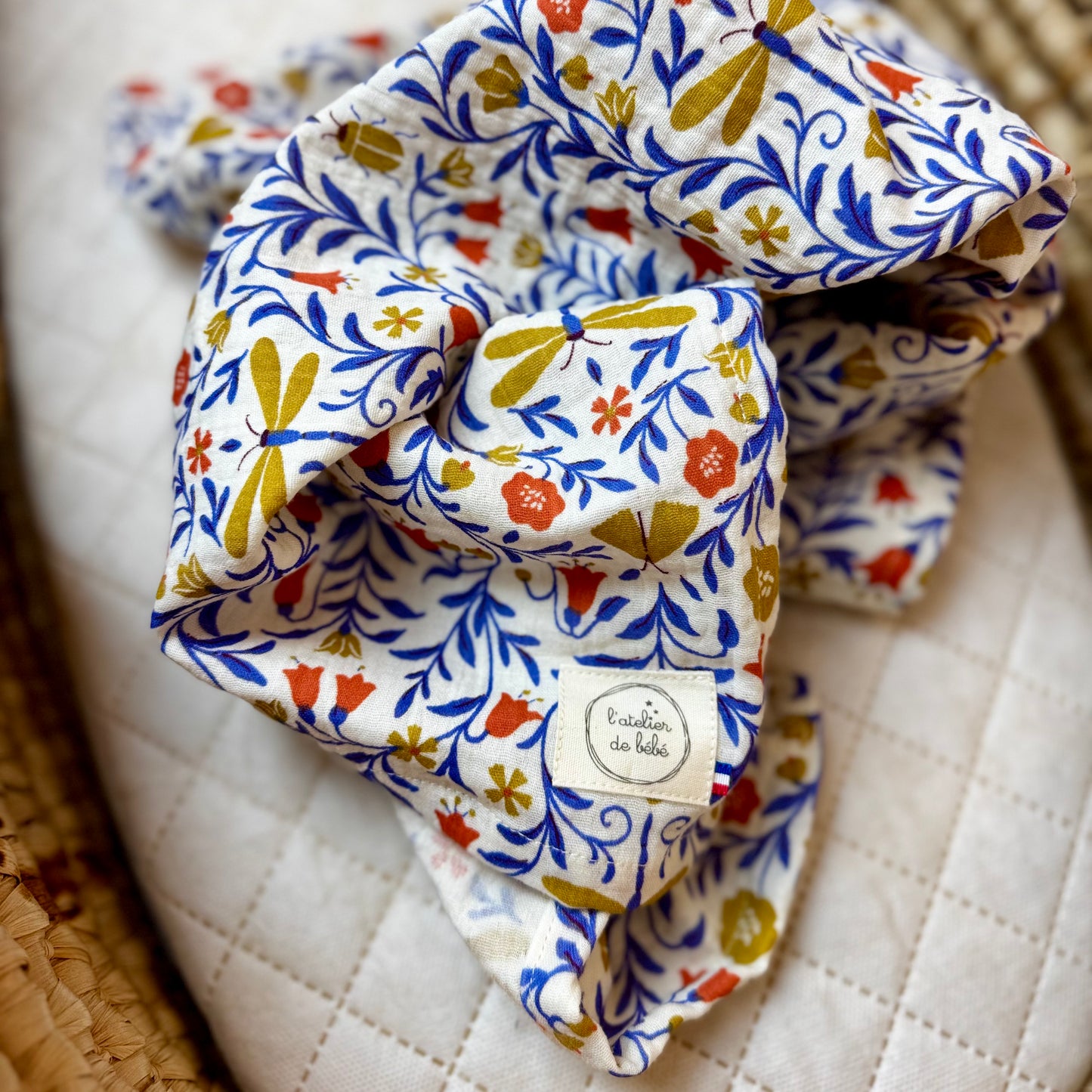Lange Bébé en Double Gaze de Coton 70 x 70 cm – bleu Majorelle