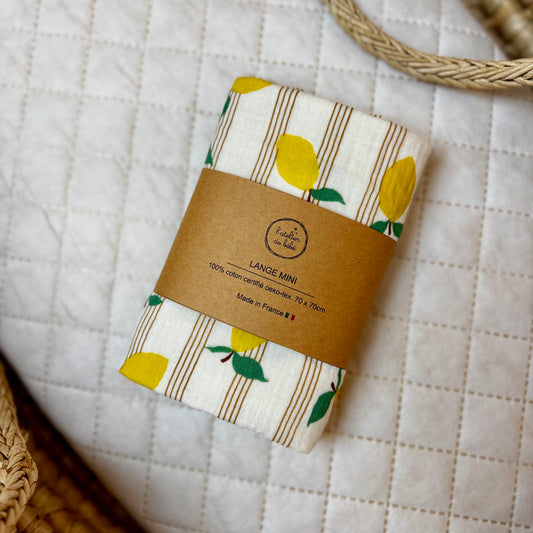 Lange Bébé en Double Gaze de Coton 70 x 70 cm – Citron Jaune