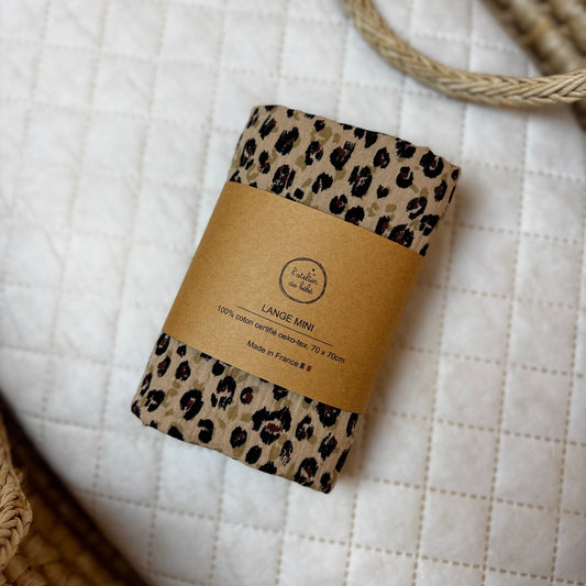Lange Bébé en Double Gaze de Coton 70 x 70 cm – Leopard