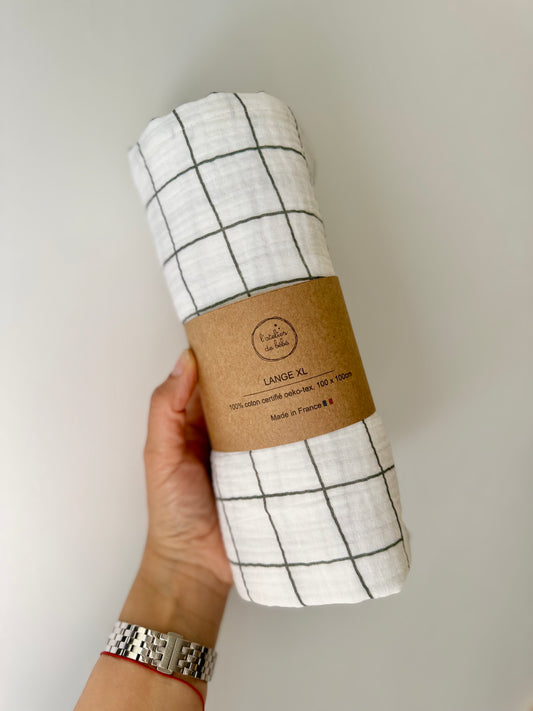Lange XL carreaux blanc et vert
