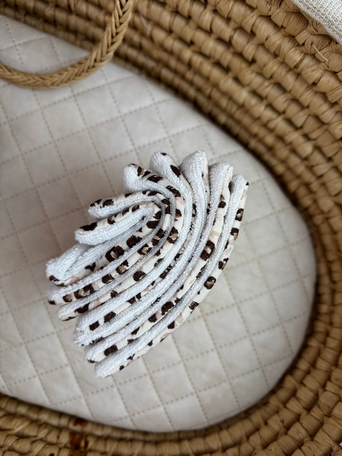 Lot de Cotons Lavables Bébé en Gaze de Coton & Bambou – LEOPARD POWDER