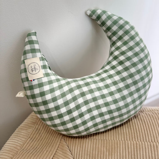 Coussin Lune câle bébé vichy vert