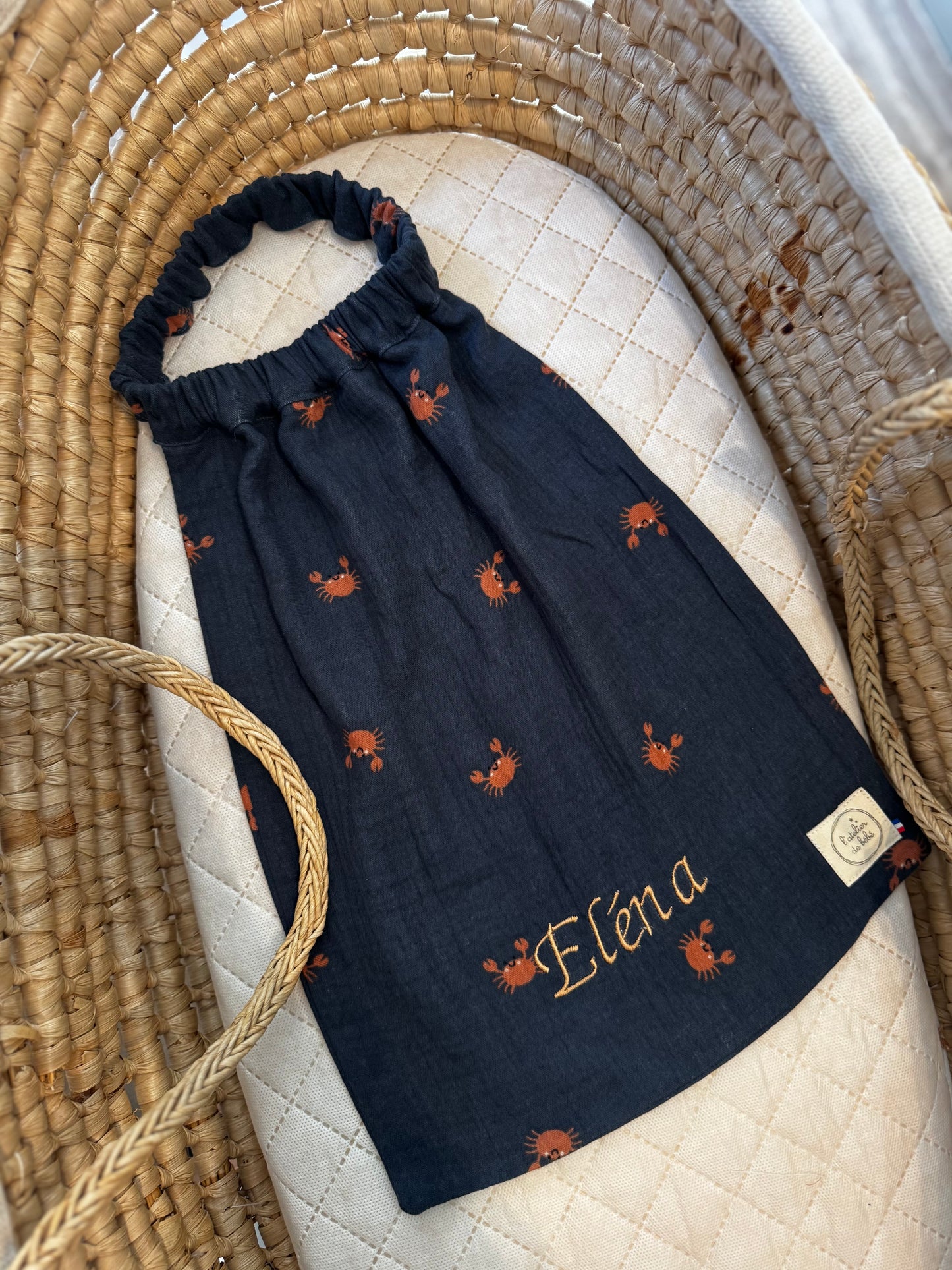 Serviette de cantine -crabe Personnalisable